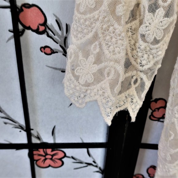 Blue Rain Cream Lacy Cardigan Size Large - Picture 11 of 14